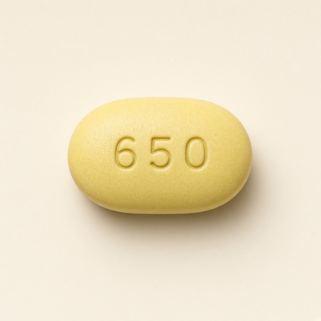 心寧美：黃色橢圓錠，刻印 650